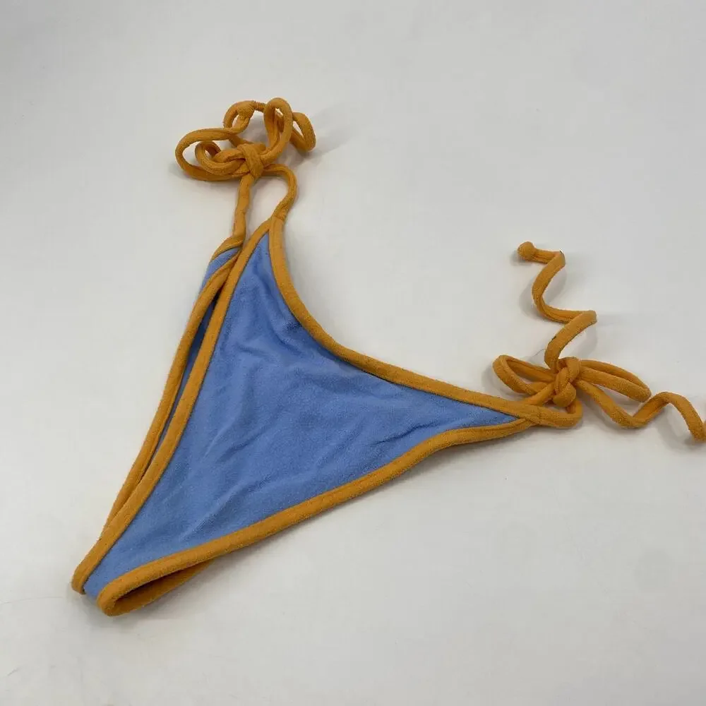 Frankie's Bikinis Blue & orange terrycloth bikini bottoms